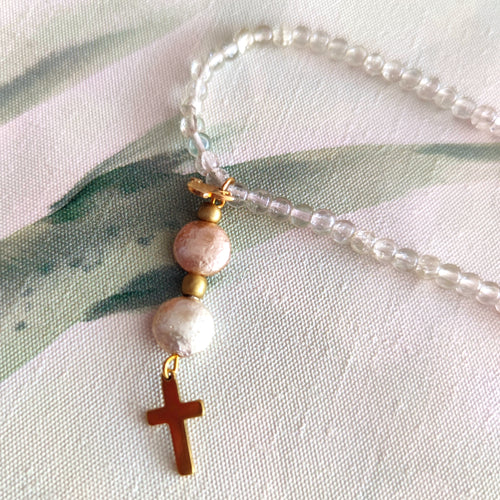 colgante-cruz-cristales-perlas-joyería - bisutería - religiosa - cristiana - católica - paloma - espíritu santo - Ocean Su