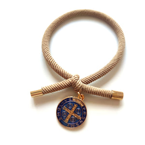 pulsera-san benito-elastica-medalla-esmaltada-joyería - bisutería - religiosa - cristiana - católica - paloma - espíritu santo - Ocean Su