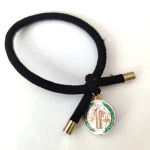 pulsera-san benito-elastica-medalla-esmaltada-joyería - bisutería - religiosa - cristiana - católica - paloma - espíritu santo - Ocean Su