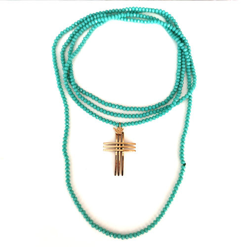 collar-largo-bolitas-cristal-Cruz-diseño-joyería - bisutería - religiosa - cristiana - católica - paloma -  espíritu santo - Ocean Su
