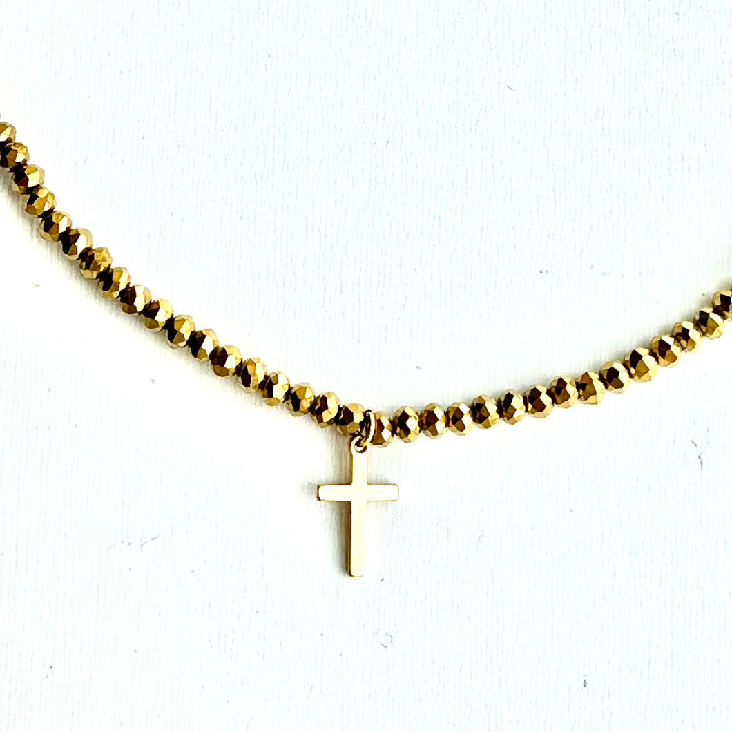 colgante-bolitas-cristales-cruz-joyería - bisutería - religiosa - cristiana - católica - paloma - espíritu santo - Ocean Su