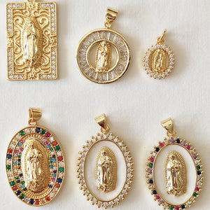 Medallas "Virgen de Guadalupe" -acero - baño -oro- Virgen  - brillantes-joyería - bisutería - religiosa - cristiana -católica - paloma - Espíritu Santo - Ocean Su