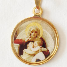 Cargar imagen en el visor de la galería,  medalla &quot;La Virgen y el Niño&quot; - redonda -acero - baño - oro  - esmaltada -imagen - Virgen y el Niño - y -San Juan Bautista - Joyería - bisutería - religiosa - cristiana - católica - paloma - espíritu santo - Ocean Su