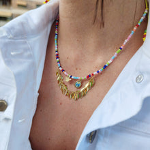 Cargar imagen en el visor de la galería, Colgante &quot;Virgen la Milagrosa&quot; -hilo - algodón - bolas - resina - multicolor - medalla - imagen - Virgen - Milagrosa - cadena - hojas - chapada - oro-joyería - bisutería - religiosa - cristiana - católica - paloma - espíritu santo - Ocean Su