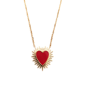  Colgante "Corazón de Jesús"- cadena - acero - baño - oro  - corazón - esmaltado - destellos - rayos  - dorados -joyería - bisutería - religiosa - cristiana -católica - paloma - Espíritu Santo - Ocean Su